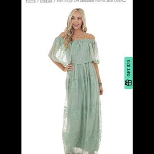 Worn once off the shoulder gown